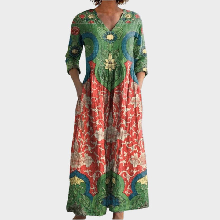 Celestine – Maxi Dress with Vintage Floral Print