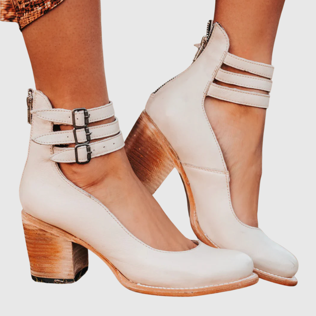 Zoey | Vintage Elegance Leather Heels