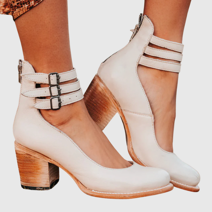Zoey | Vintage Elegance Leather Heels