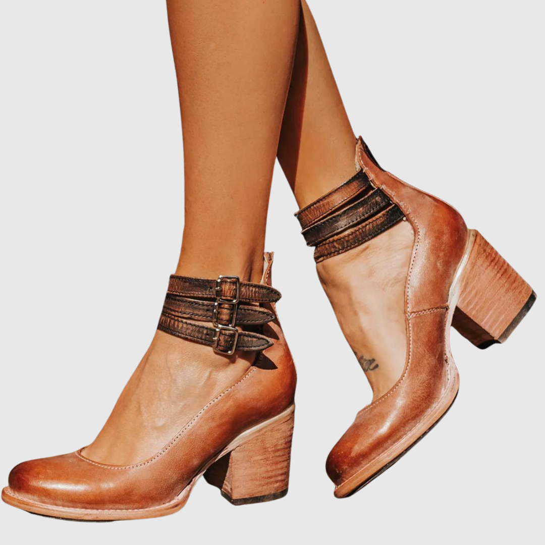 Zoey | Vintage Elegance Leather Heels