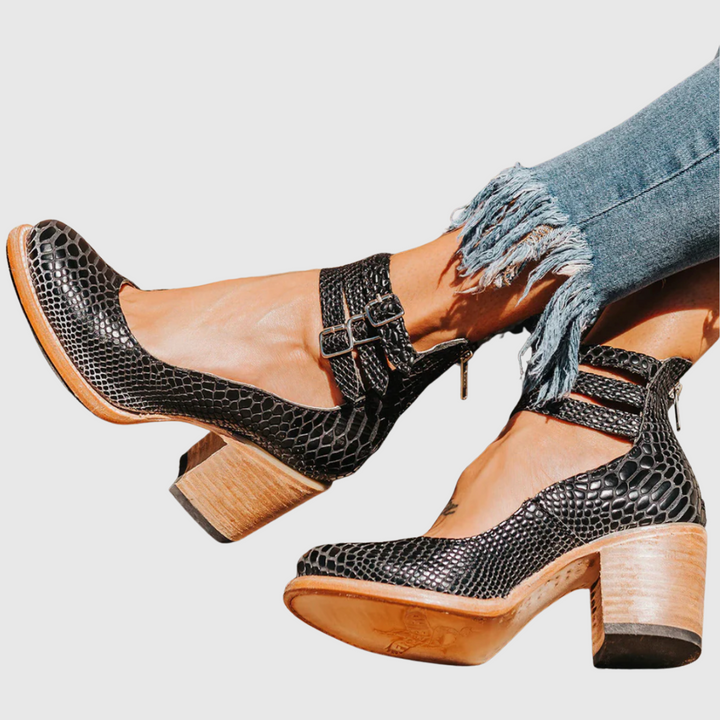 Zoey | Vintage Elegance Leather Heels