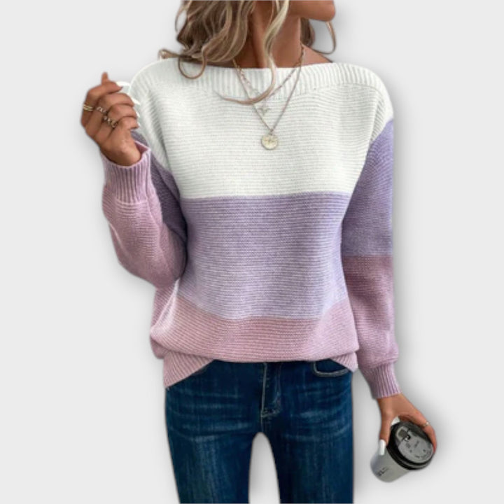 Clara - Elegant three-tone patchwork sweater