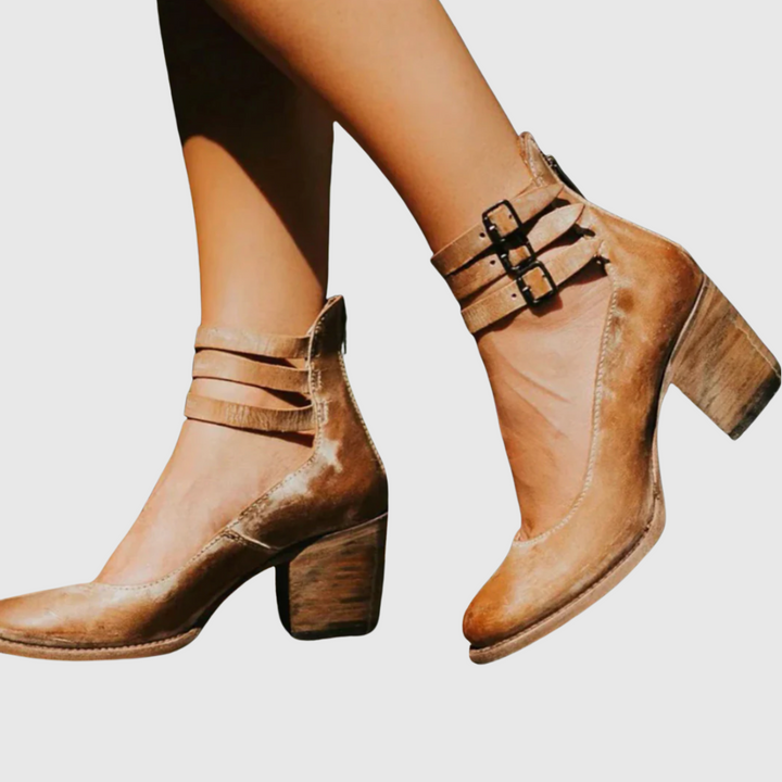 Zoey | Vintage Elegance Leather Heels