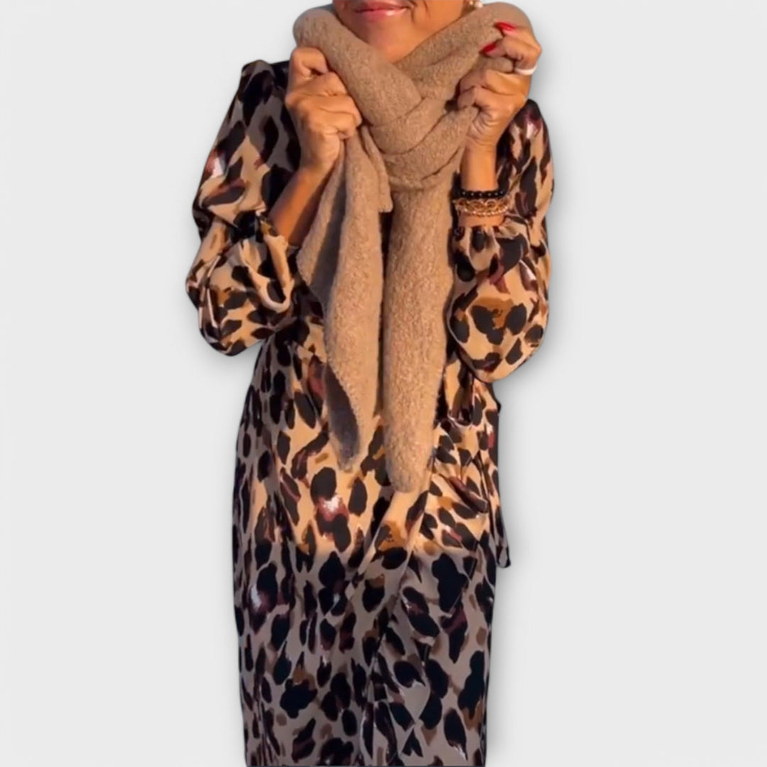 Casual leopard print V-neck dress