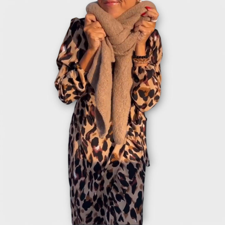 Casual leopard print V-neck dress
