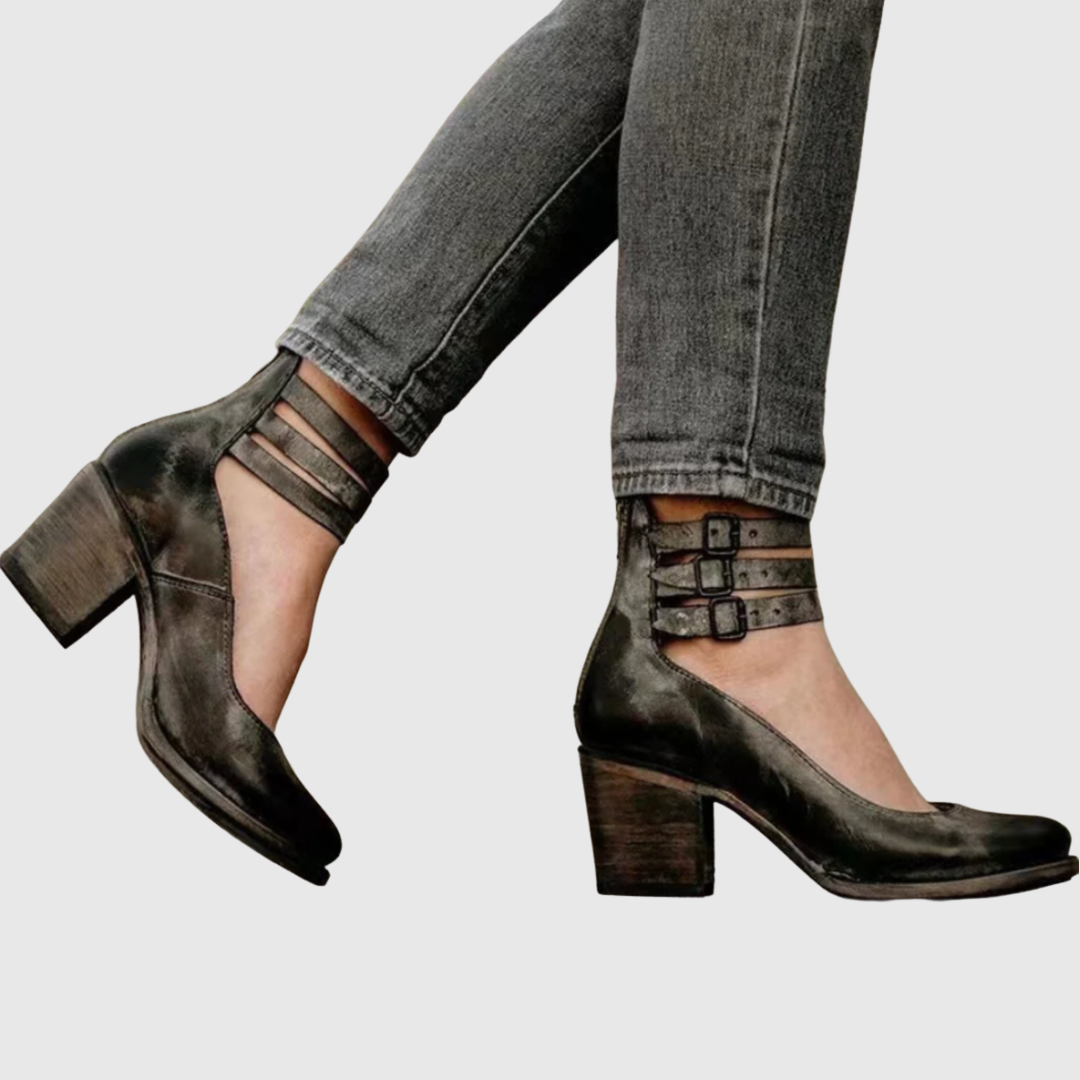 Zoey | Vintage Elegance Leather Heels