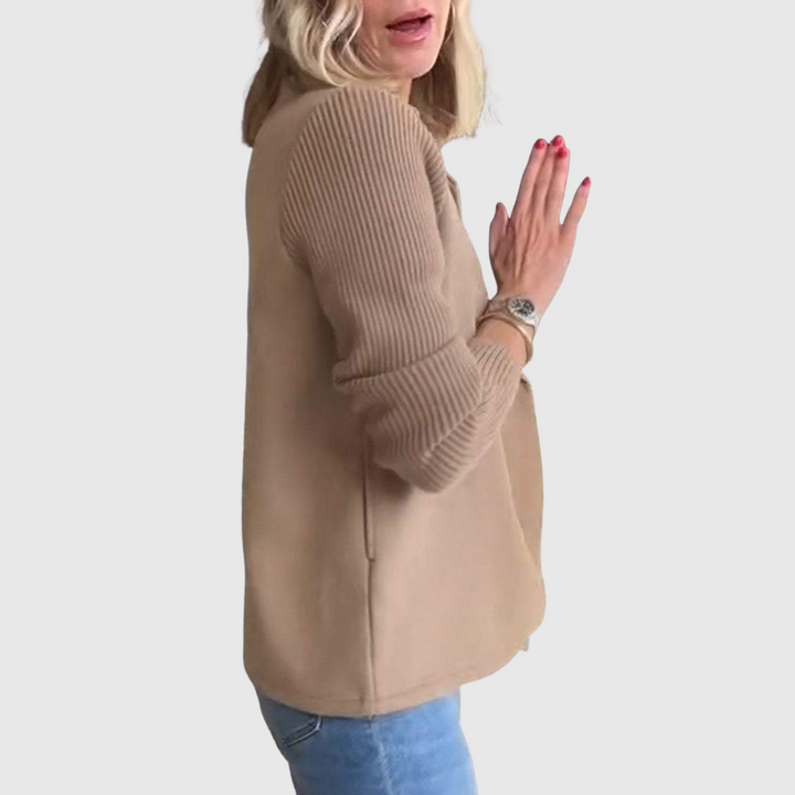 Amora | Elegant Knit-Sleeve Blazer