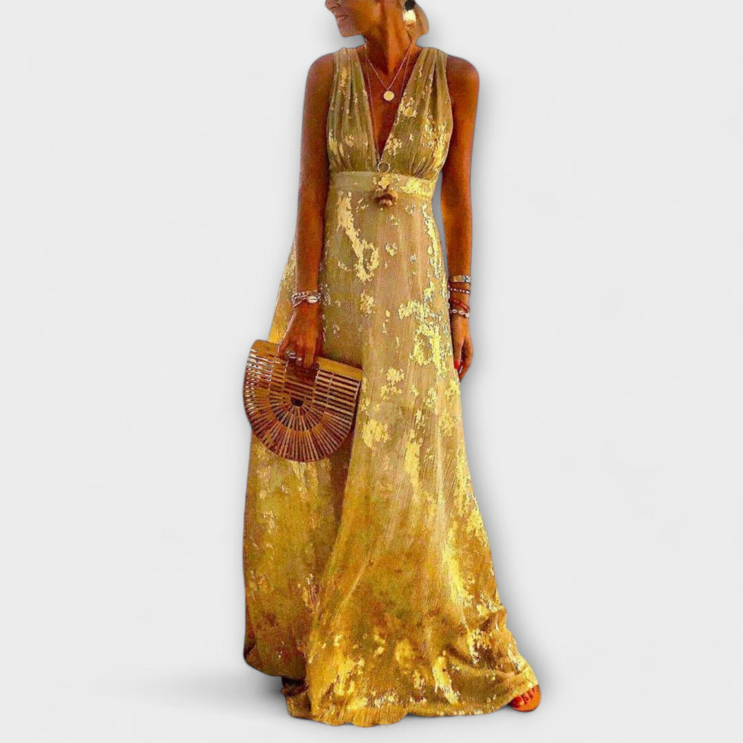 Flowing V-neck dress with sequin details