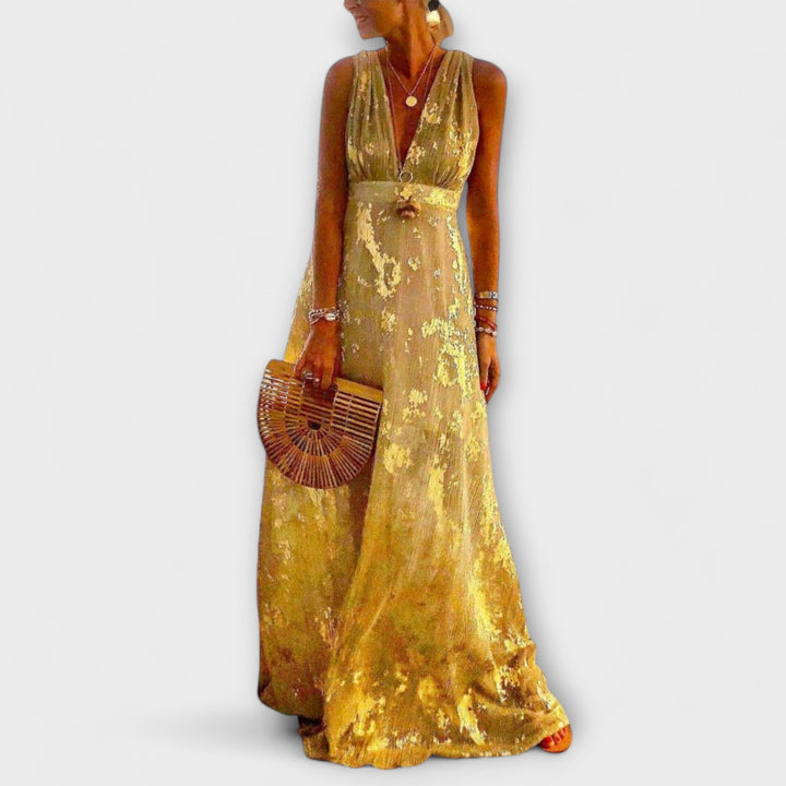 Flowing V-neck dress with sequin details
