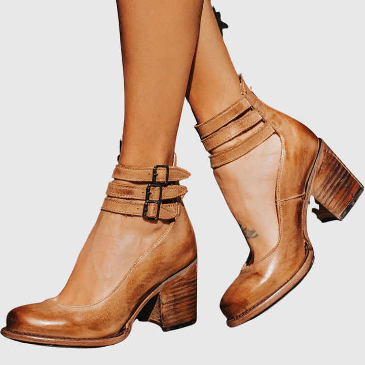 Zoey | Vintage Elegance Leather Heels