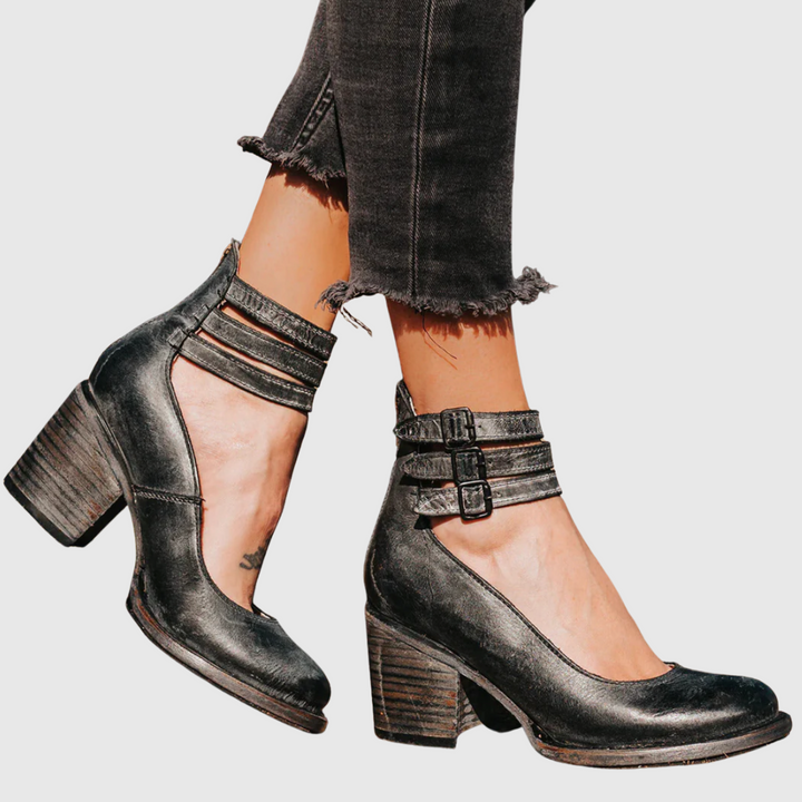 Zoey | Vintage Elegance Leather Heels