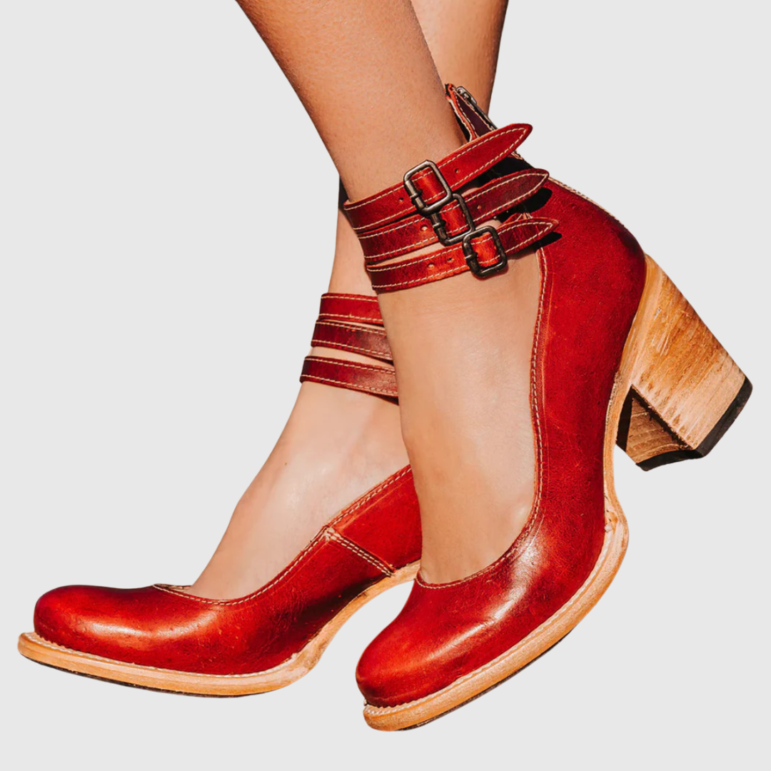 Zoey | Vintage Elegance Leather Heels