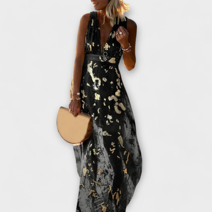 Flowing V-neck dress with sequin details