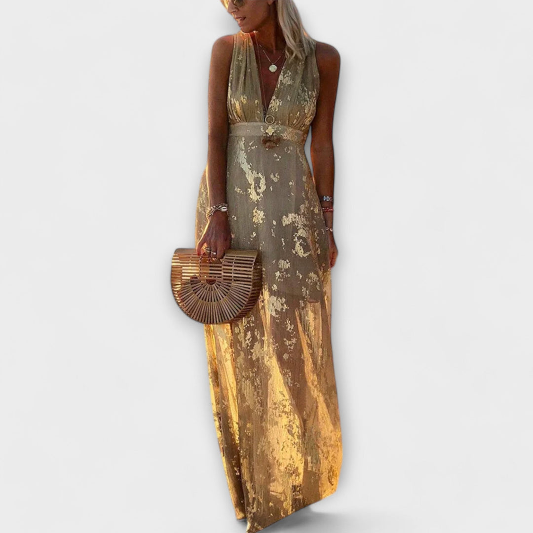 Flowing V-neck dress with sequin details
