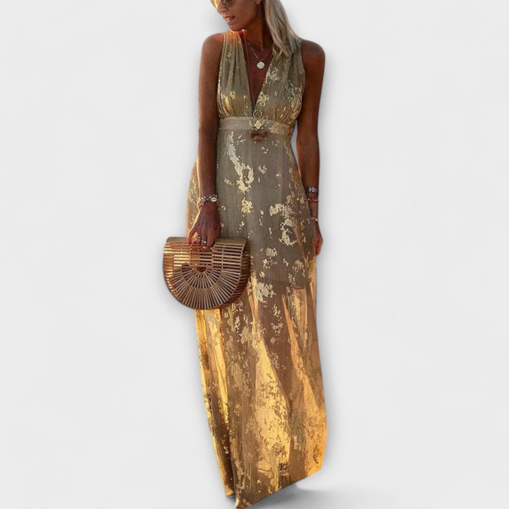 Flowing V-neck dress with sequin details