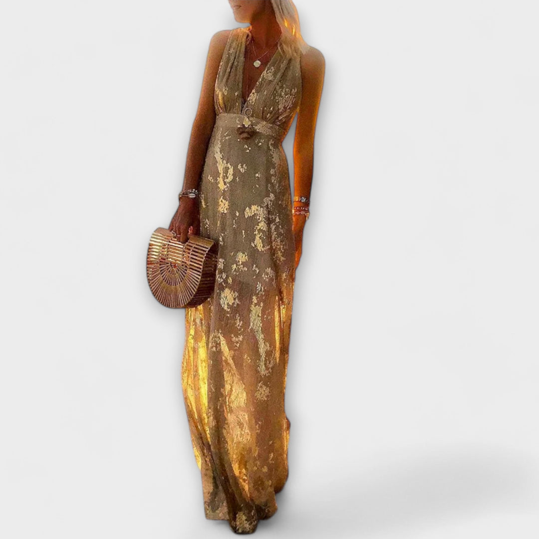 Flowing V-neck dress with sequin details