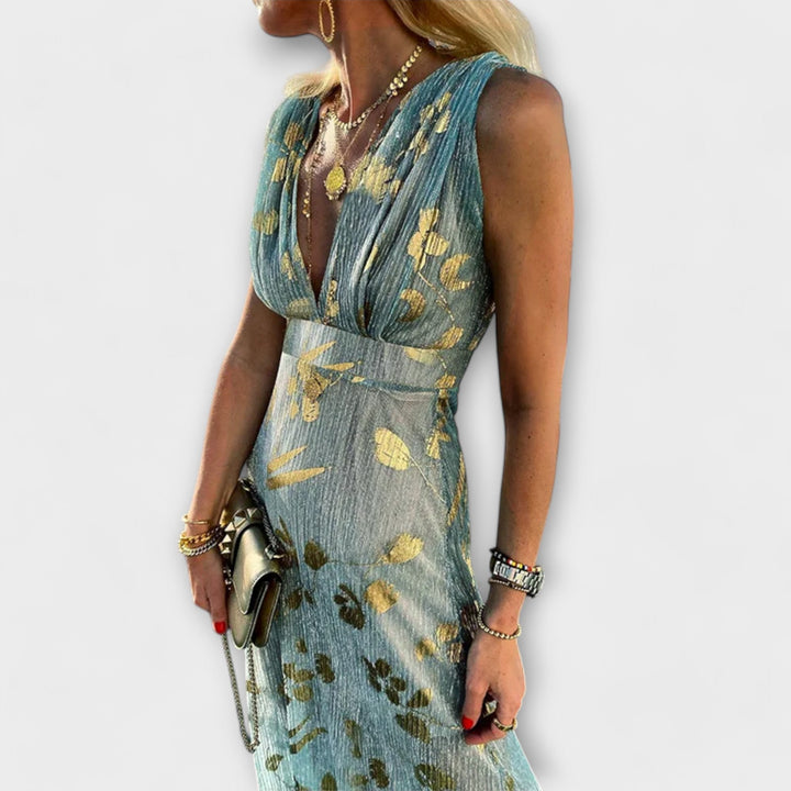 Flowing V-neck dress with sequin details