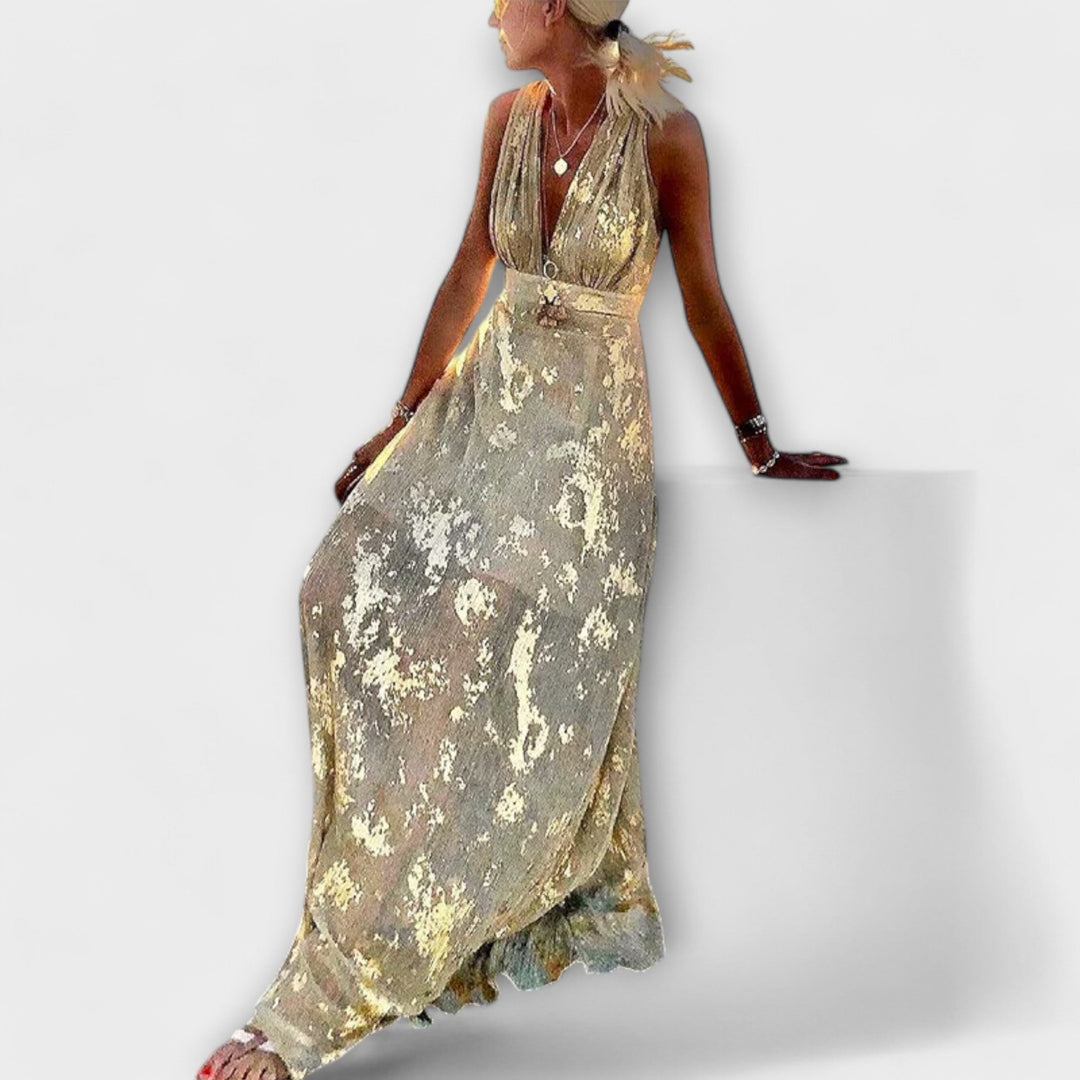 Flowing V-neck dress with sequin details