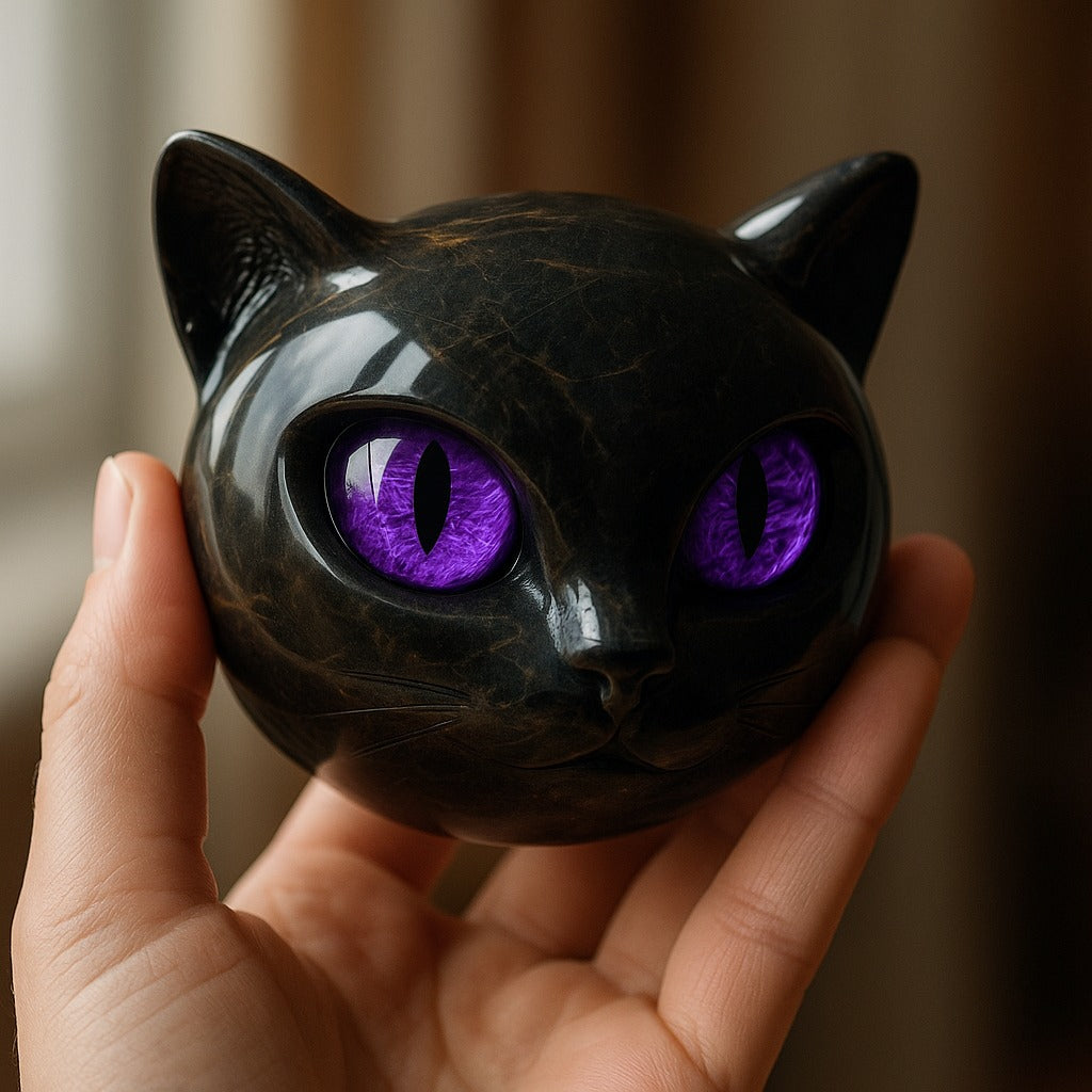 NyxCharm – Mystical Black Cat Head Sculpture
