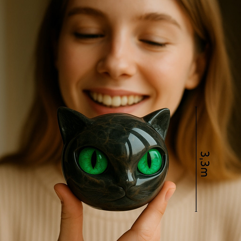NyxCharm – Mystical Black Cat Head Sculpture