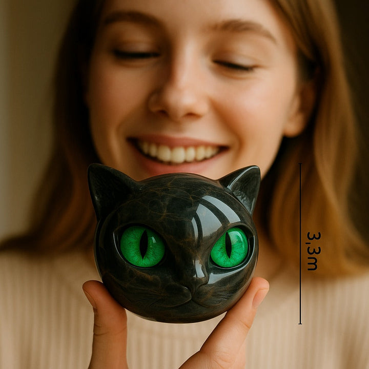 NyxCharm – Mystical Black Cat Head Sculpture