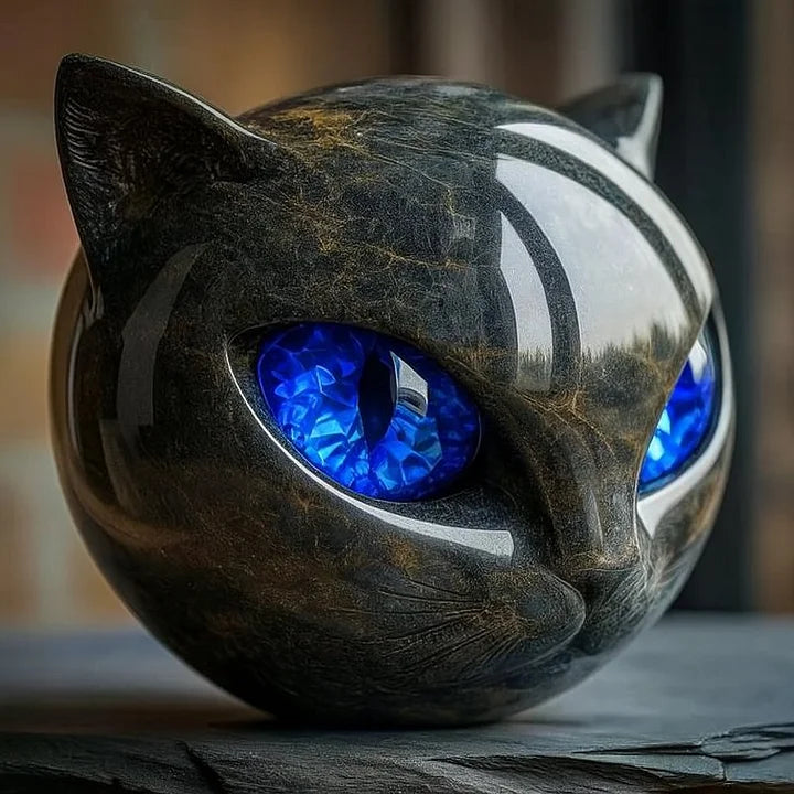 NyxCharm – Mystical Black Cat Head Sculpture