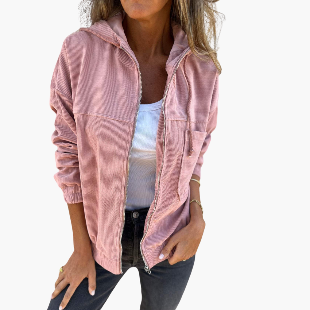 Ella | Corduroy Hooded Zip-Up Jacket