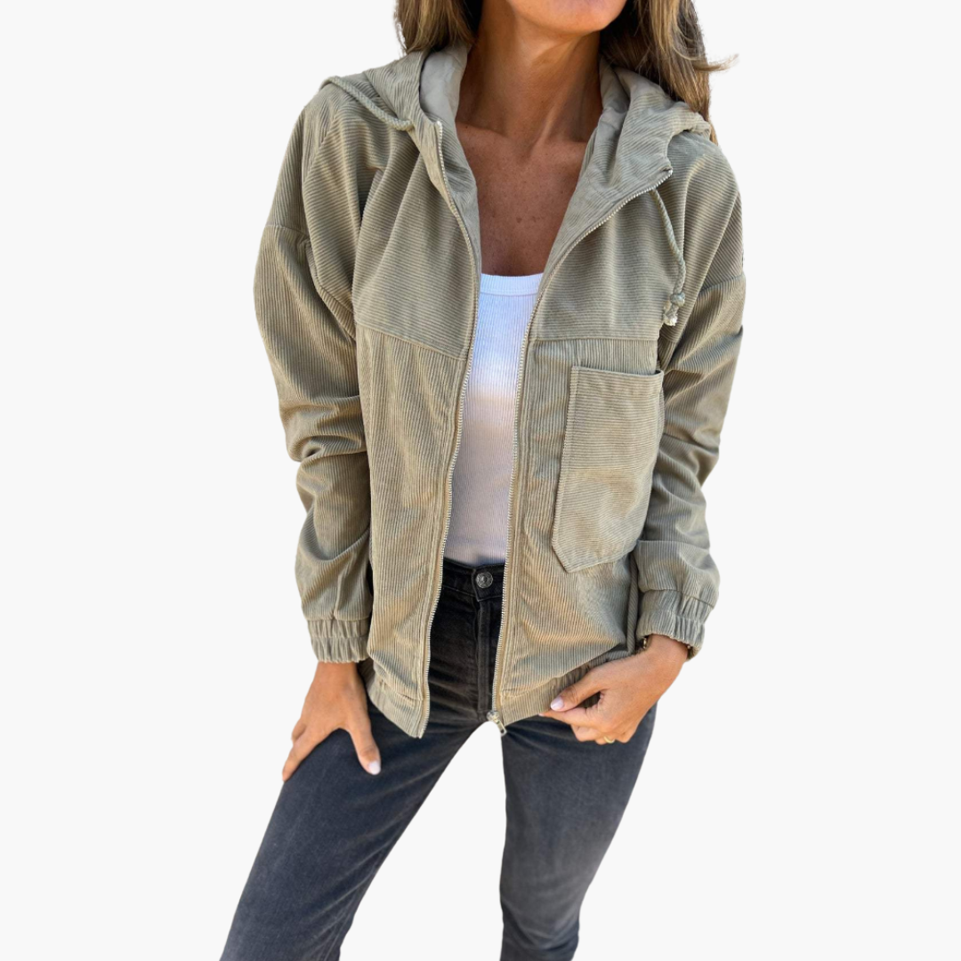 Ella | Corduroy Hooded Zip-Up Jacket