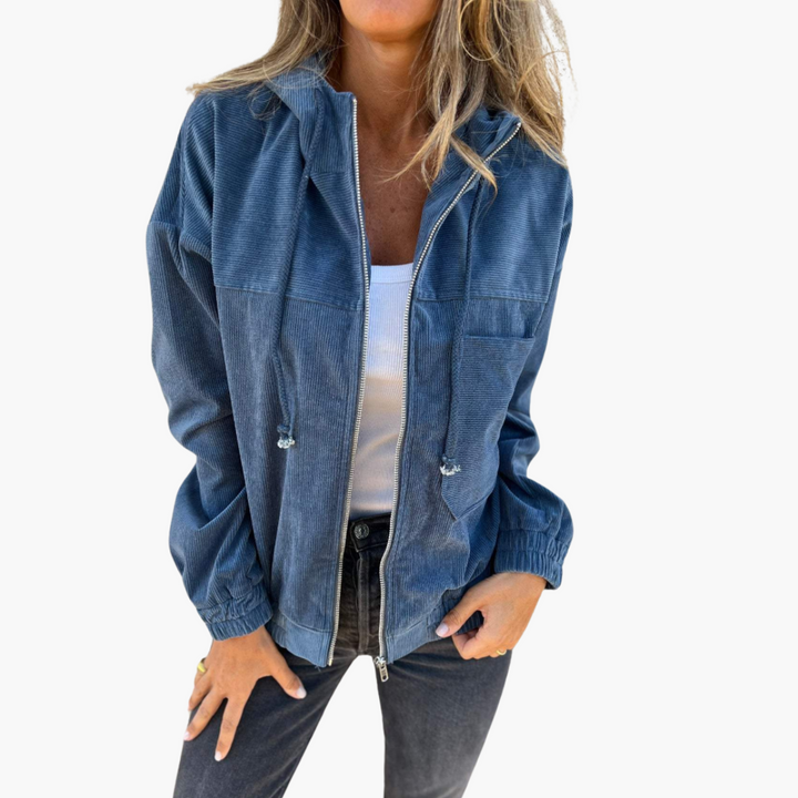 Ella | Corduroy Hooded Zip-Up Jacket