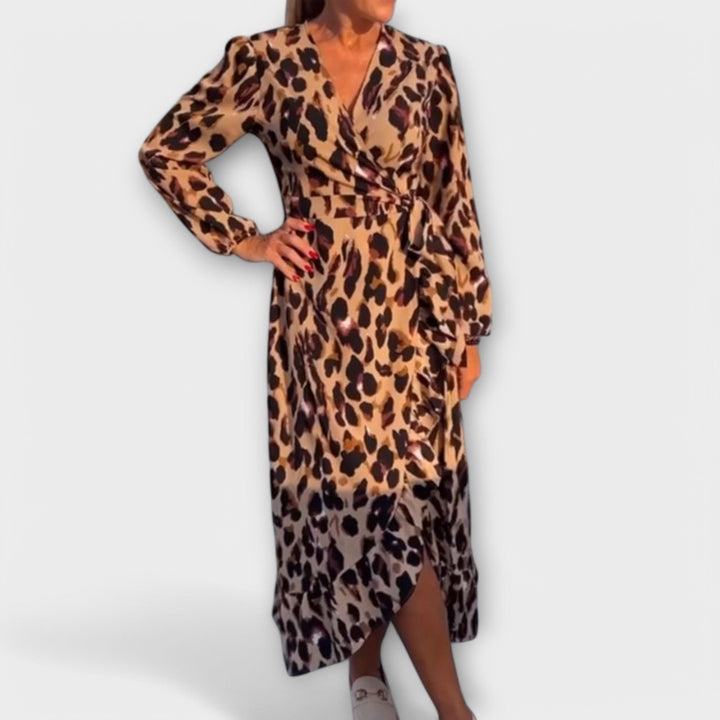 Casual leopard print V-neck dress
